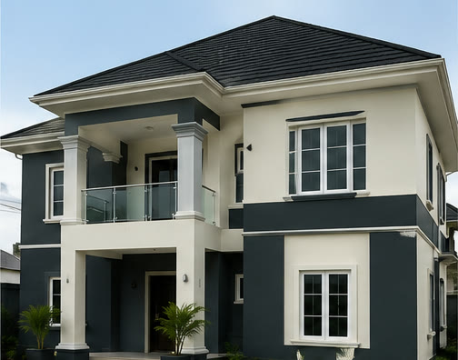 Two-storey house after a modern exterior paint transformation